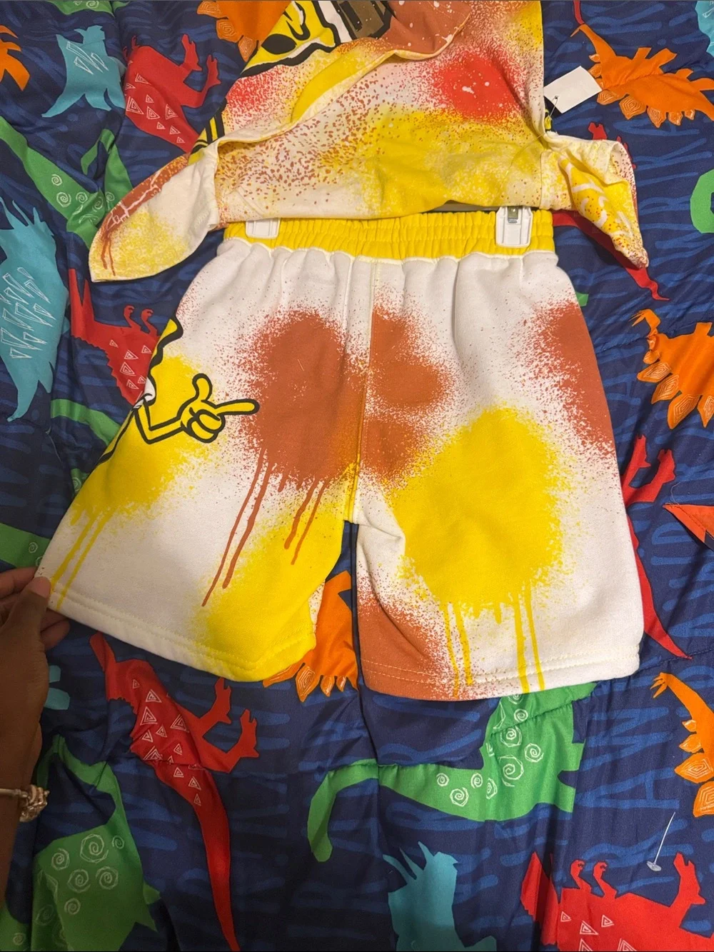 SpongeBob Squarepants Yellow & Orange Graphic Kids Tee and Shorts Set